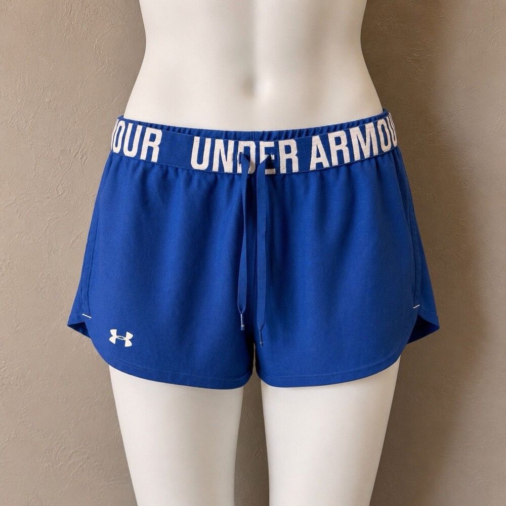 Under Armour Womens Heatgear  Shorts Blue Running Athletic Drawstring M